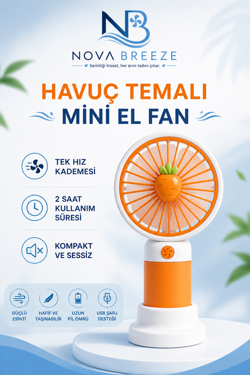 Nova Breeze™ Meyve Temalı Şarjlı Mini El Fanı